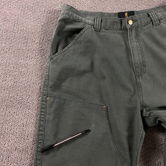 Browning Double Knee Front Pants Men's 38 x 32 Green Briar Field Hunting Canvas - Picture 5 of 14